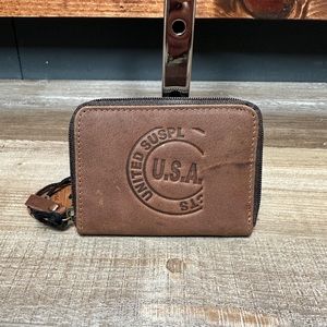 USA Mini Wallet Upcycled Leather Vintage Distressed Myra NWT